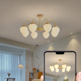 Modern 8-Light White Milk Glass Globe Chandelier Image - 14