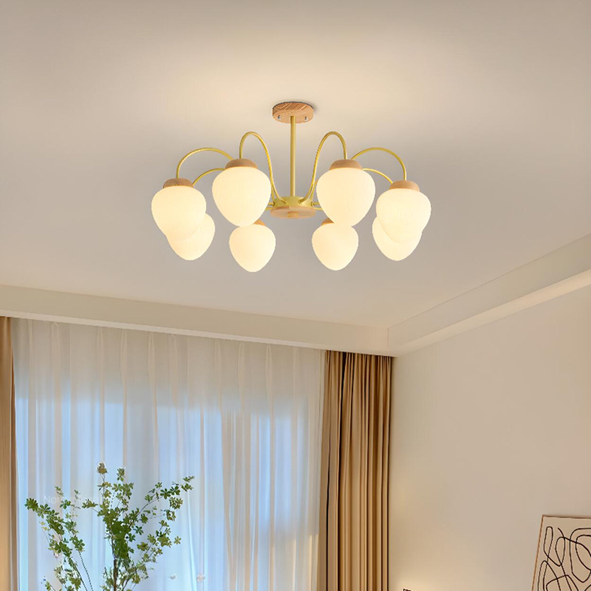 Modern 8-Light White Milk Glass Globe Chandelier Image - 4