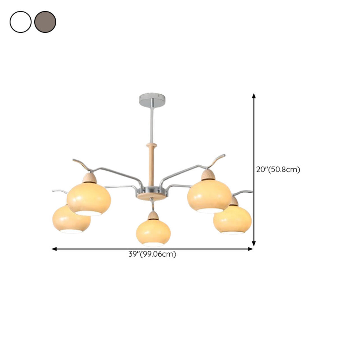 Modern 8-Light Wooden Drum White Glass Chandelier Image - 18