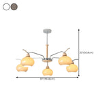 Modern 8-Light Wooden Drum White Glass Chandelier Image - 18