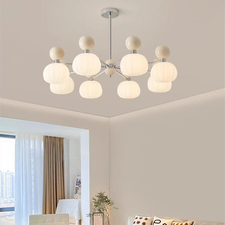 Modern 8 Lights Acrylic Globe Chandelier Adjustable Rod Image - 1