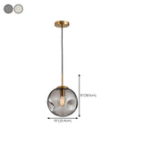 Modern Abstract Brass Clear Glass Globe Pendant Light #size