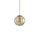 Modern Abstract Brass Clear Glass Globe Pendant Light Image - 6