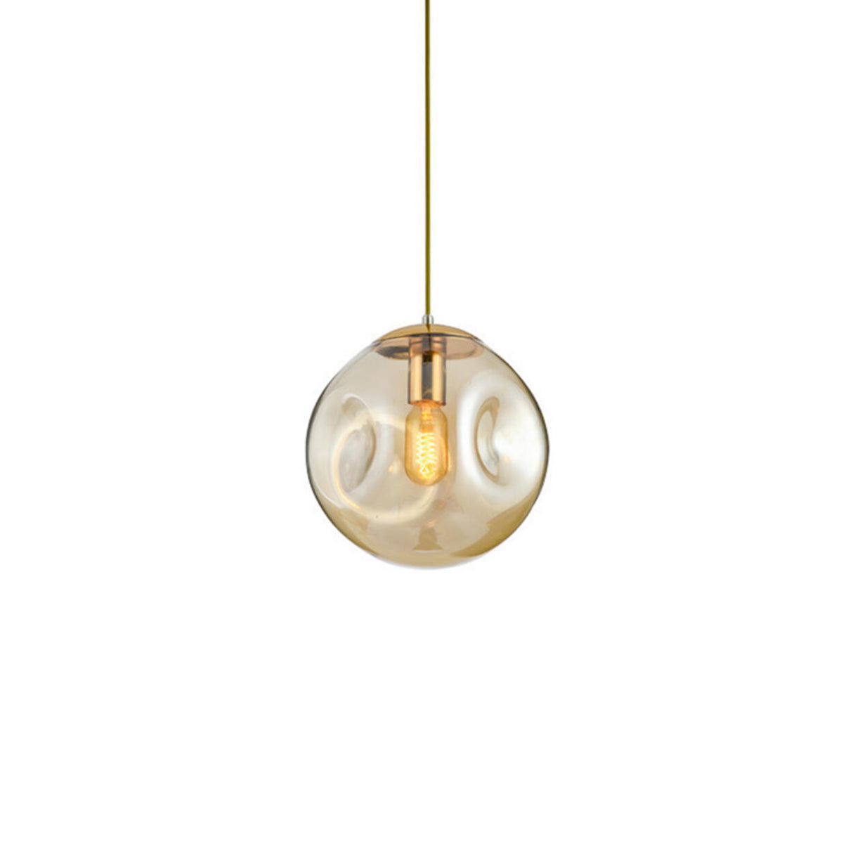 Modern Abstract Brass Clear Glass Globe Pendant Light Image - 7