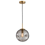 Modern Abstract Brass Clear Glass Globe Pendant Light Image - 8