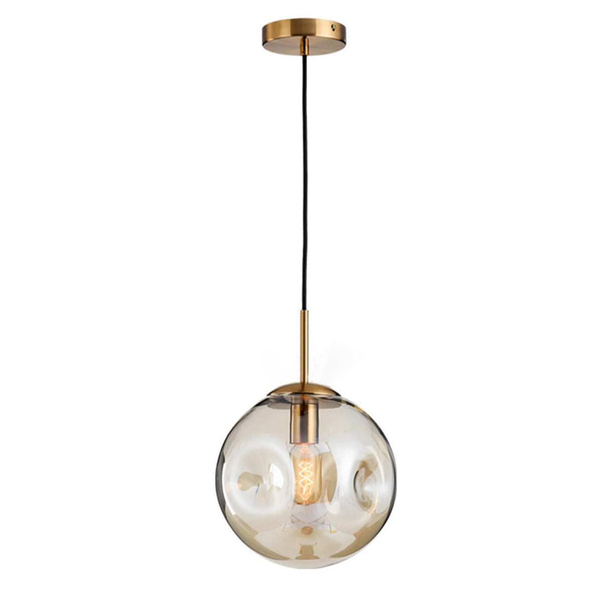 Modern Abstract Brass Clear Glass Globe Pendant Light Image - 9