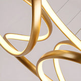 Modern Abstract Gold Wave Acrylic LED Hanging Chandelier Image - 5