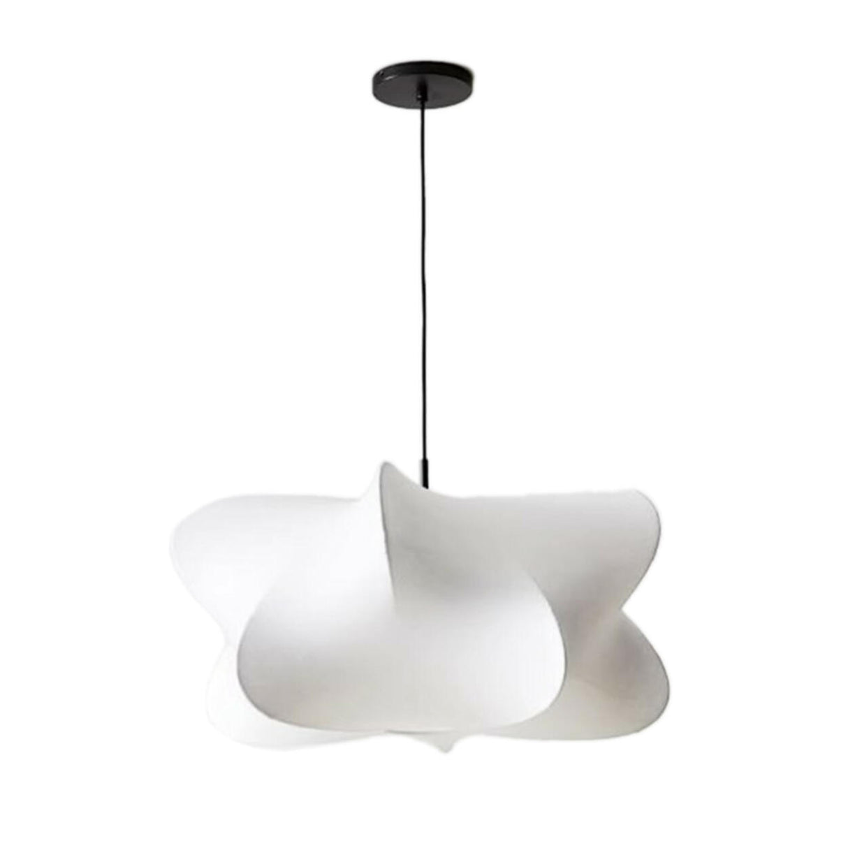 Modern Abstract Sculptural White Silk Flower Pendant Light Image - 5