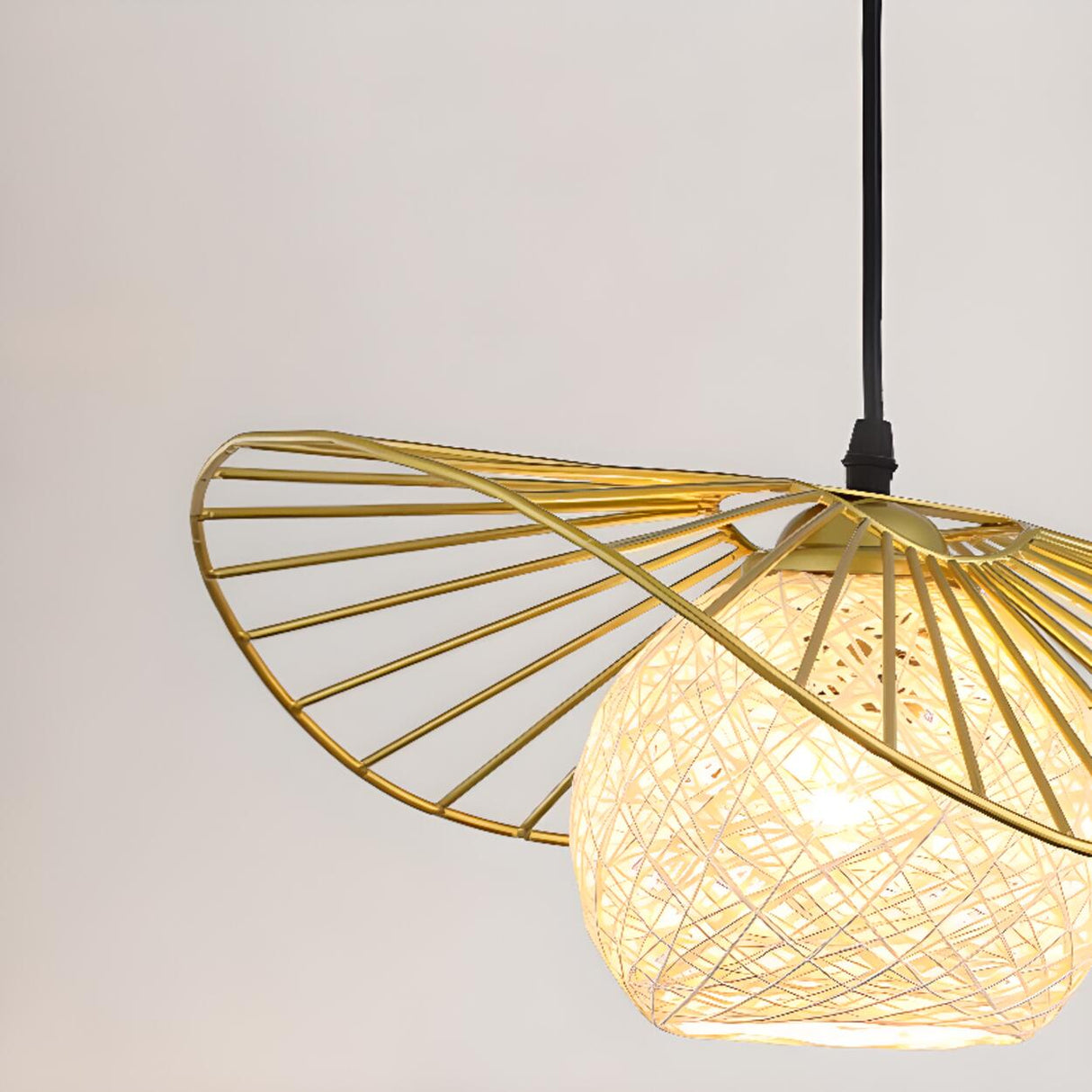 Modern Abstract Wireframe Woven Globe Pendant Light  Image - 15