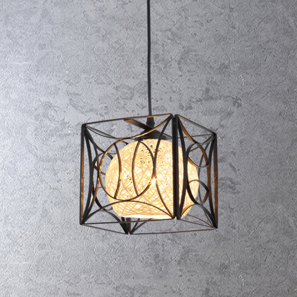 Modern Abstract Wireframe Woven Globe Pendant Light  Image - 16