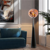 Modern Acrylic Column Black Cone Metal Floor Lamp Image - 1