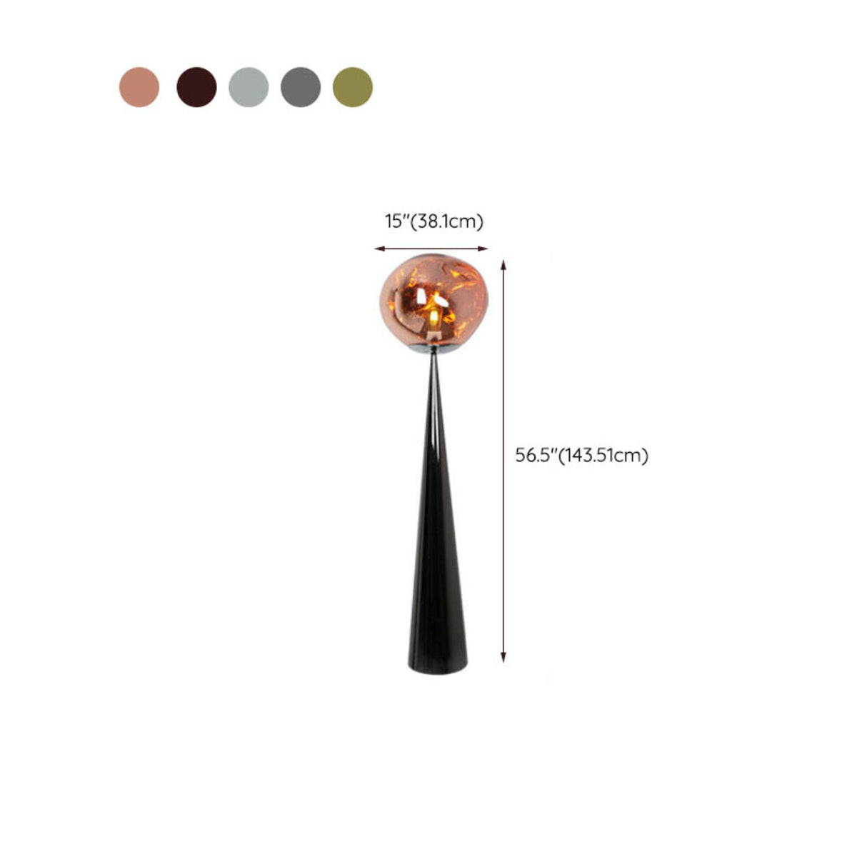 Modern Acrylic Column Black Cone Metal Floor Lamp 