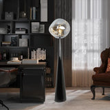 Modern Acrylic Column Black Cone Metal Floor Lamp Image - 4