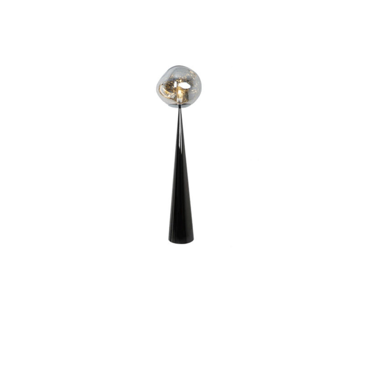 Modern Acrylic Column Black Cone Metal Floor Lamp Image - 5