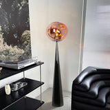 Modern Acrylic Column Black Cone Metal Floor Lamp Image - 8