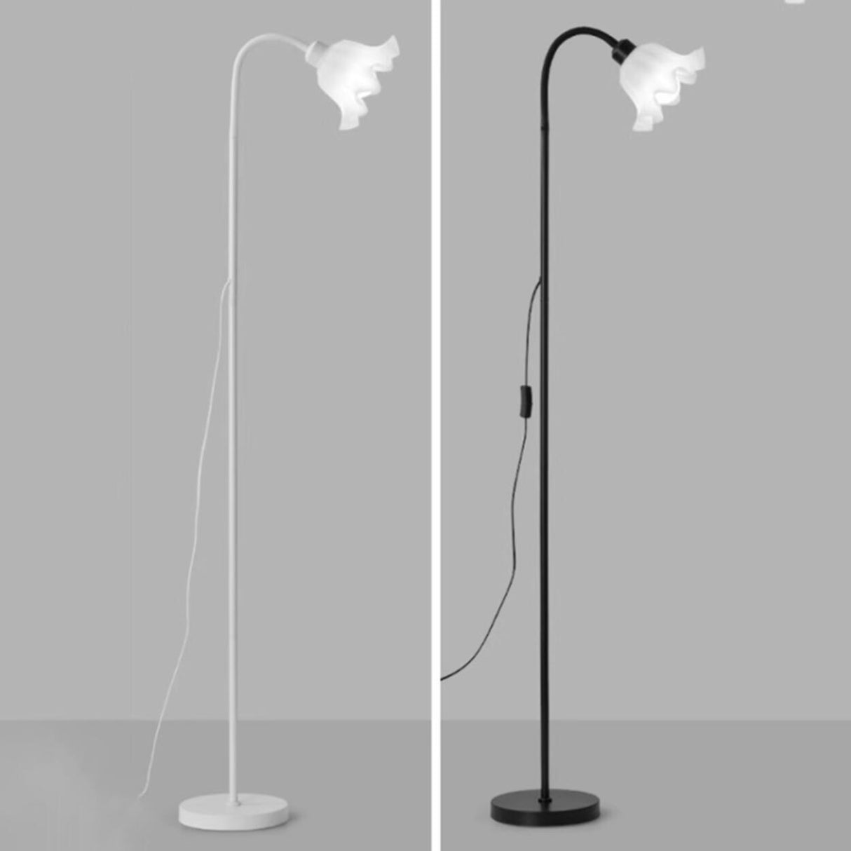 Modern Acrylic Flower Curved Metal Floor Lamp Image - 14