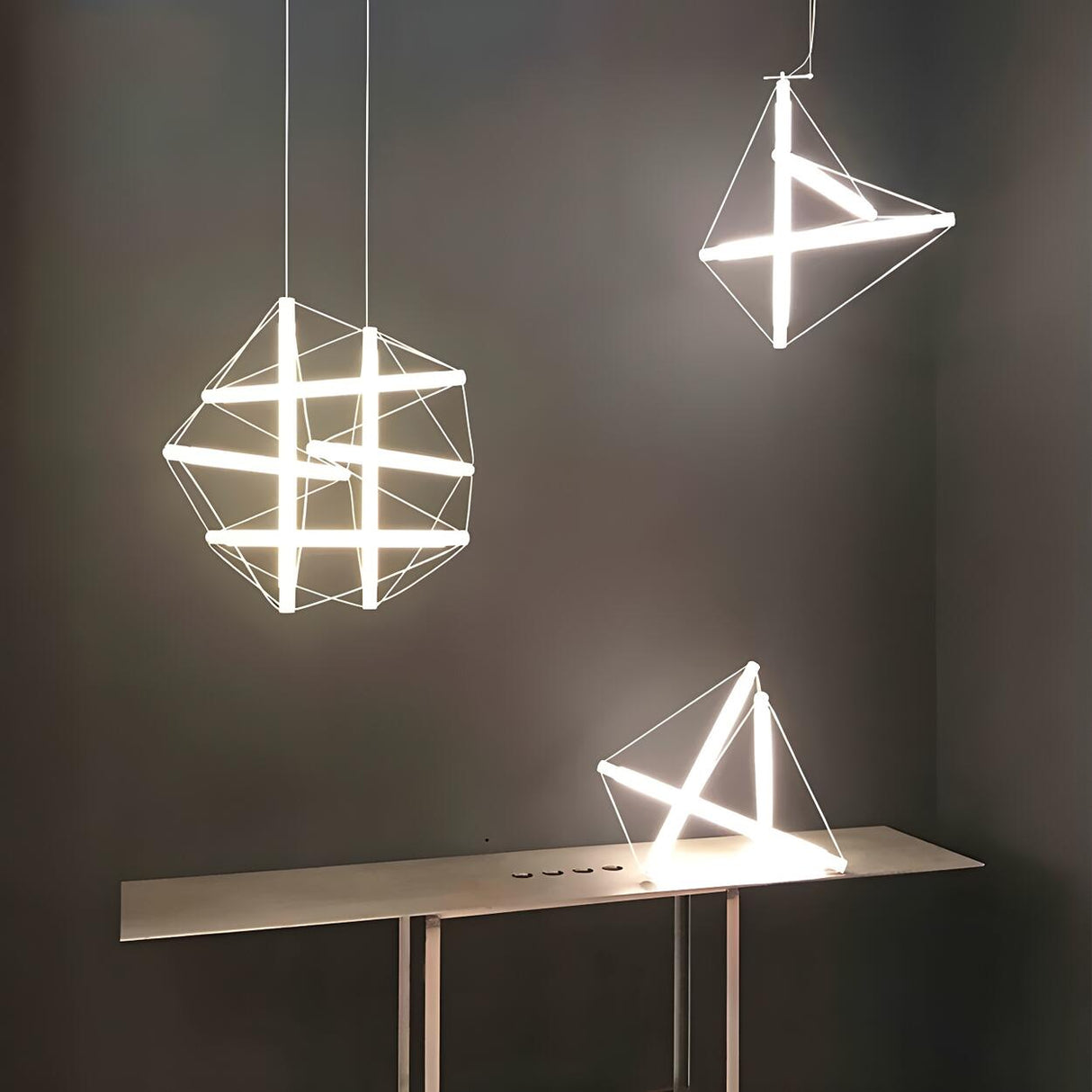 Modern Acrylic Geometric LED Pendant Light Chandelier Image - 1