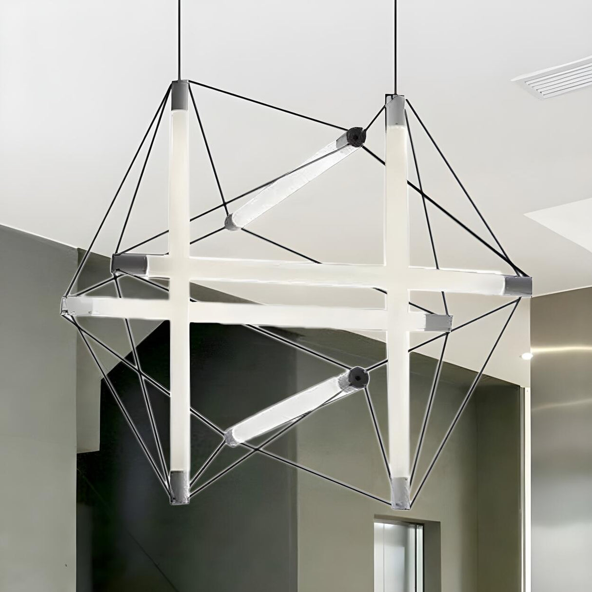 Modern Acrylic Geometric LED Pendant Light Chandelier Image - 5