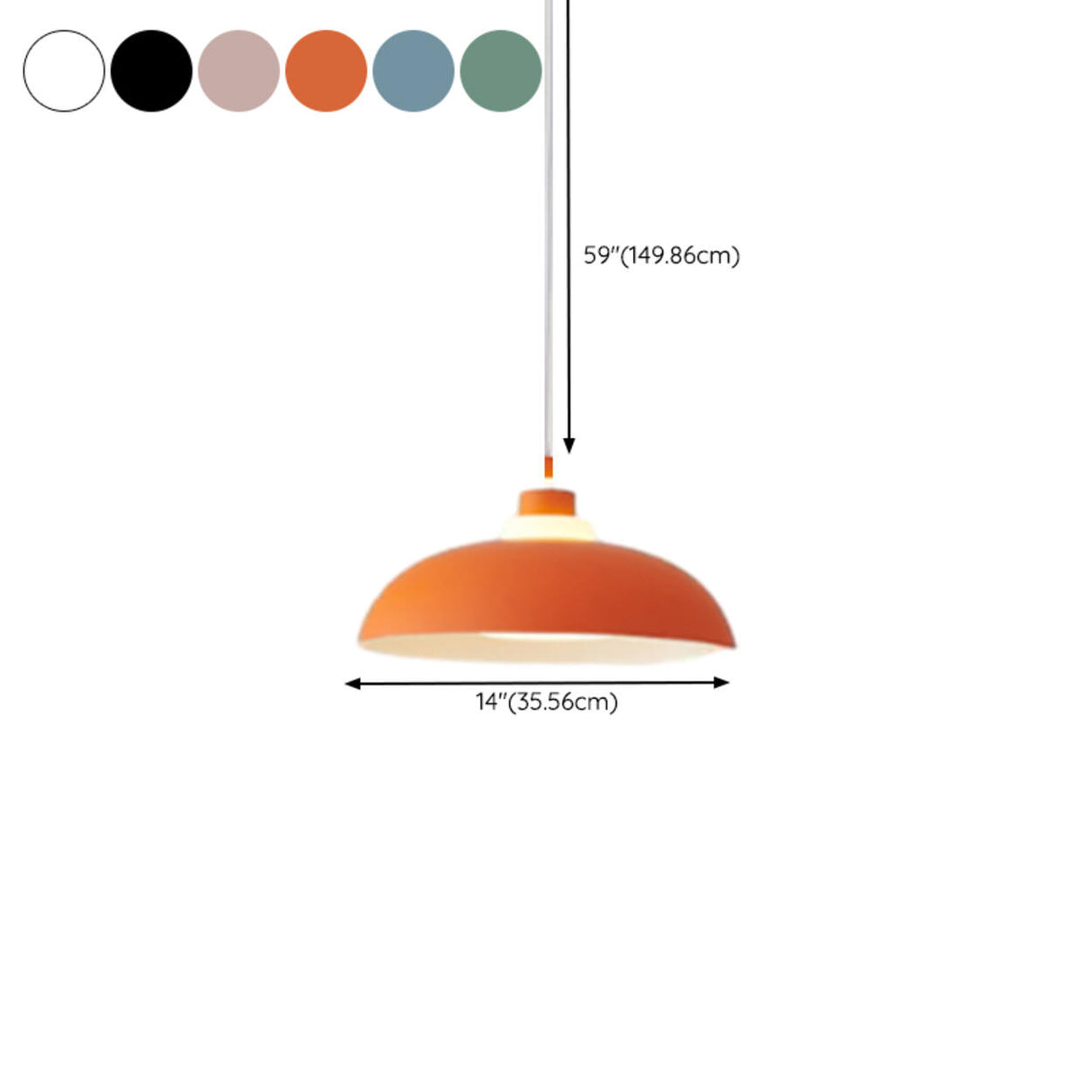 Modern Acrylic Orange Dome Pendant Light Flexible Length 