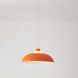 Modern Acrylic Orange Dome Pendant Light Flexible Length Image - 7