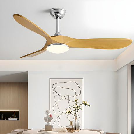 Modern Adjustable 3 Wood Blade Ceiling Fan with Light Image - 1