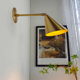 Modern Adjustable Arm Gold Cone Wall Sconce Image - 2