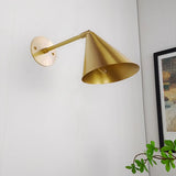 Modern Adjustable Arm Gold Cone Wall Sconce Image - 3