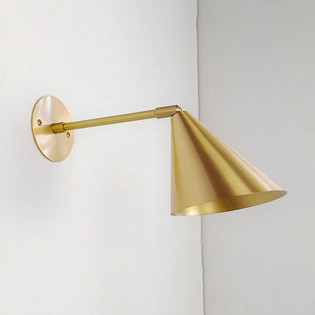 Modern Adjustable Arm Gold Cone Wall Sconce Image - 5