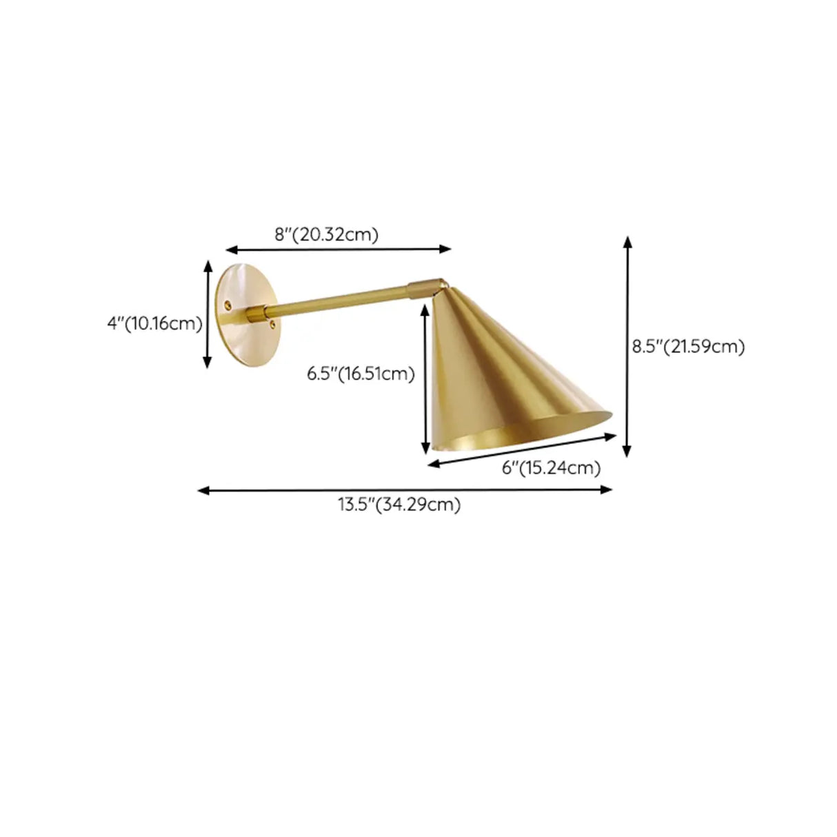 Modern Adjustable Arm Gold Cone Wall Sconce 