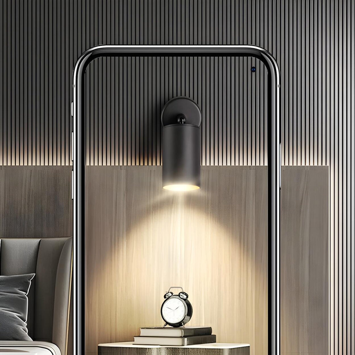 Modern Adjustable Black Cylinder Bedroom Wall Sconce Image - 13