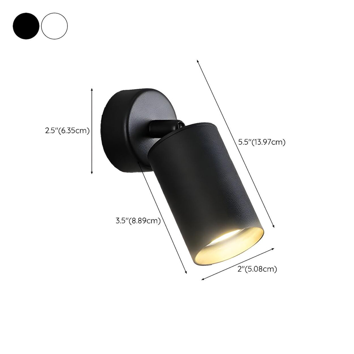 Modern Adjustable Black Cylinder Bedroom Wall Sconce 