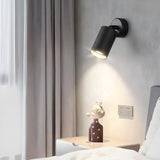 Modern Adjustable Black Cylinder Bedroom Wall Sconce Image - 4