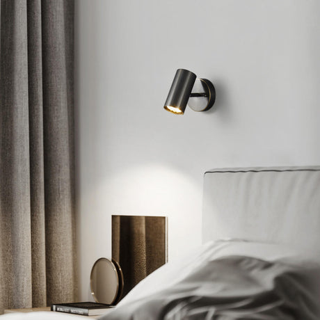 Modern Adjustable Black Cylinder Bedside Wall Sconce Image - 1