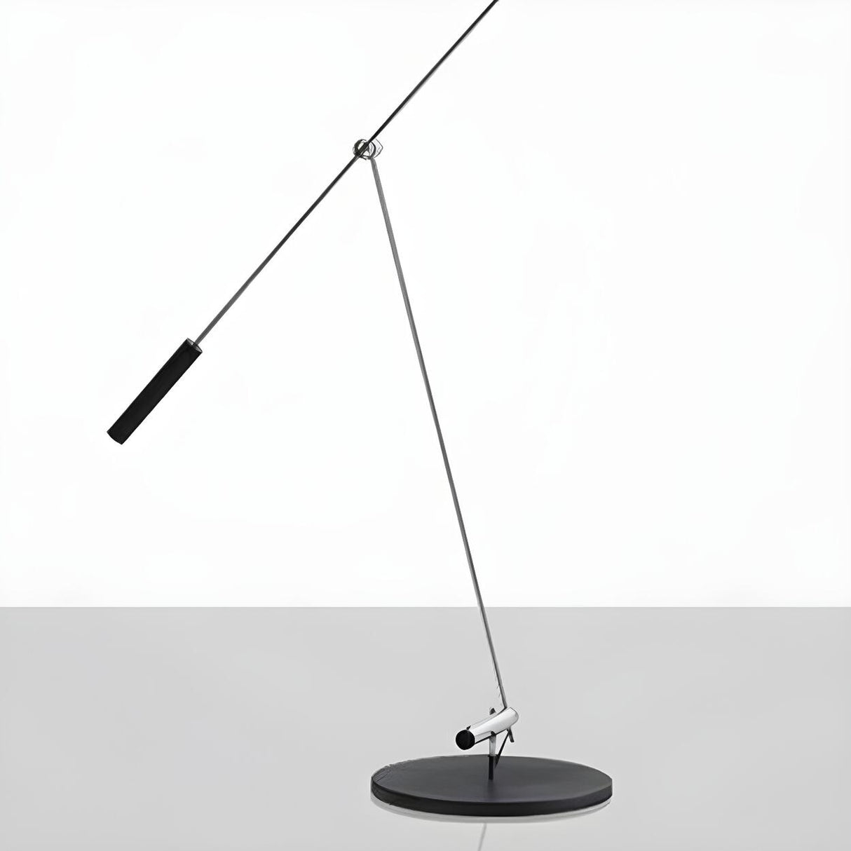 Modern Adjustable Black Disc Metal LED Floor Lamp Image - 4