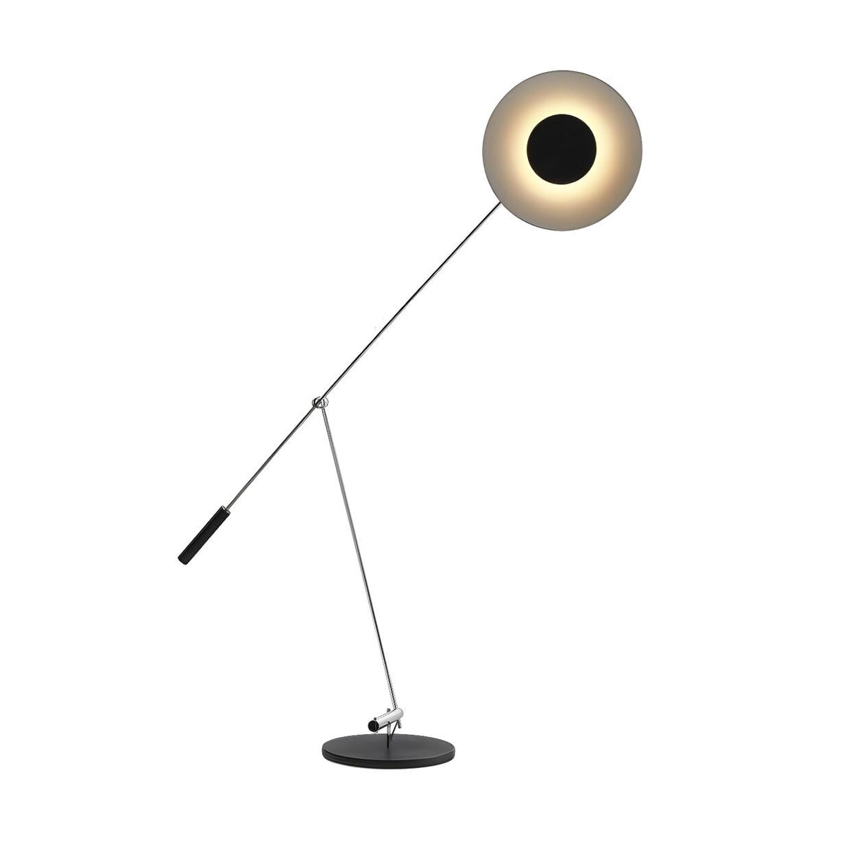 Modern Adjustable Black Disc Metal LED Floor Lamp Image - 5