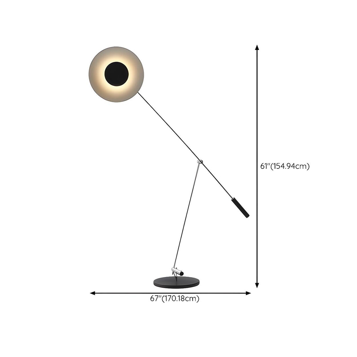 Modern Adjustable Black Disc Metal LED Floor Lamp 