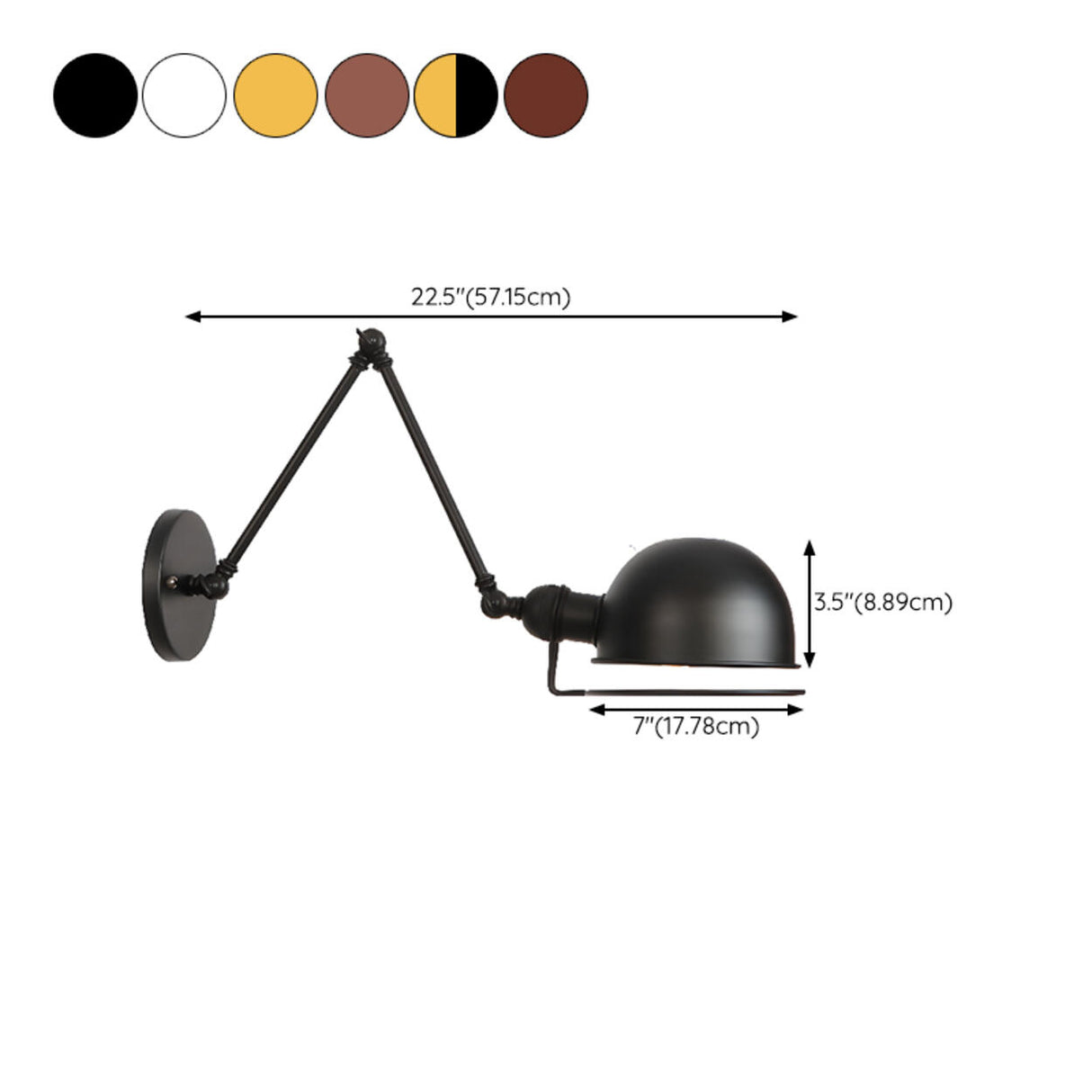 Modern Adjustable Black Swing Arm Wall Sconce  