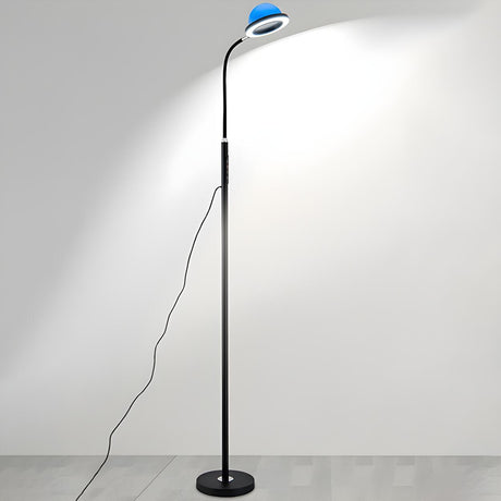 Modern Adjustable Blue Dome and Black Stand Floor Lamp Image - 2