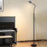 Modern Adjustable Blue Dome and Black Stand Floor Lamp Image - 3