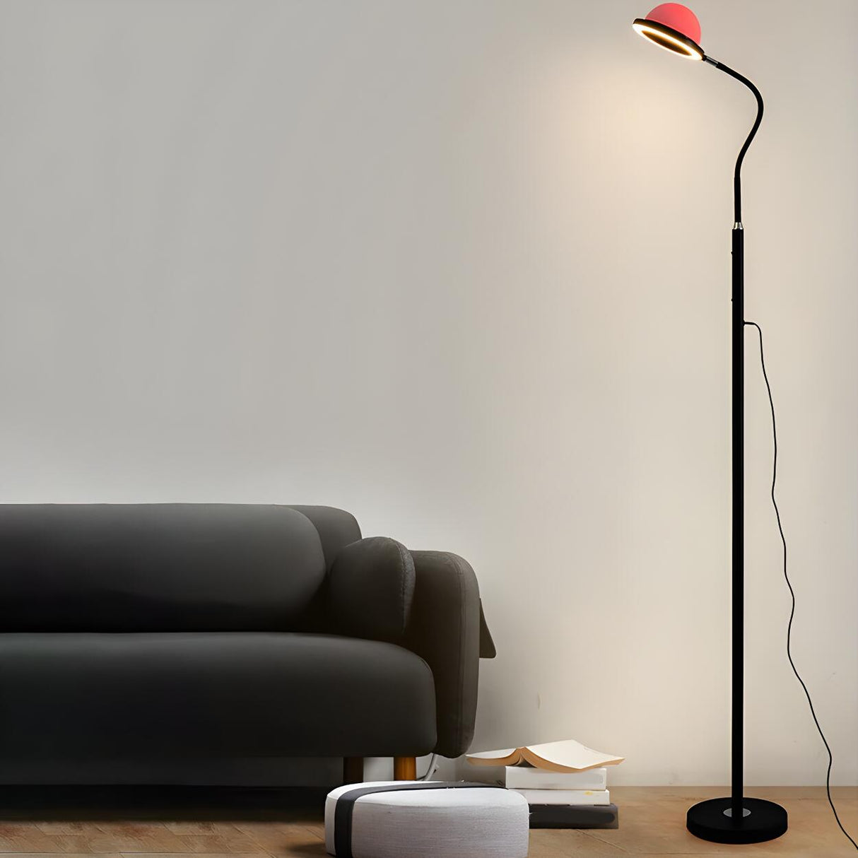 Modern Adjustable Blue Dome and Black Stand Floor Lamp Image - 4