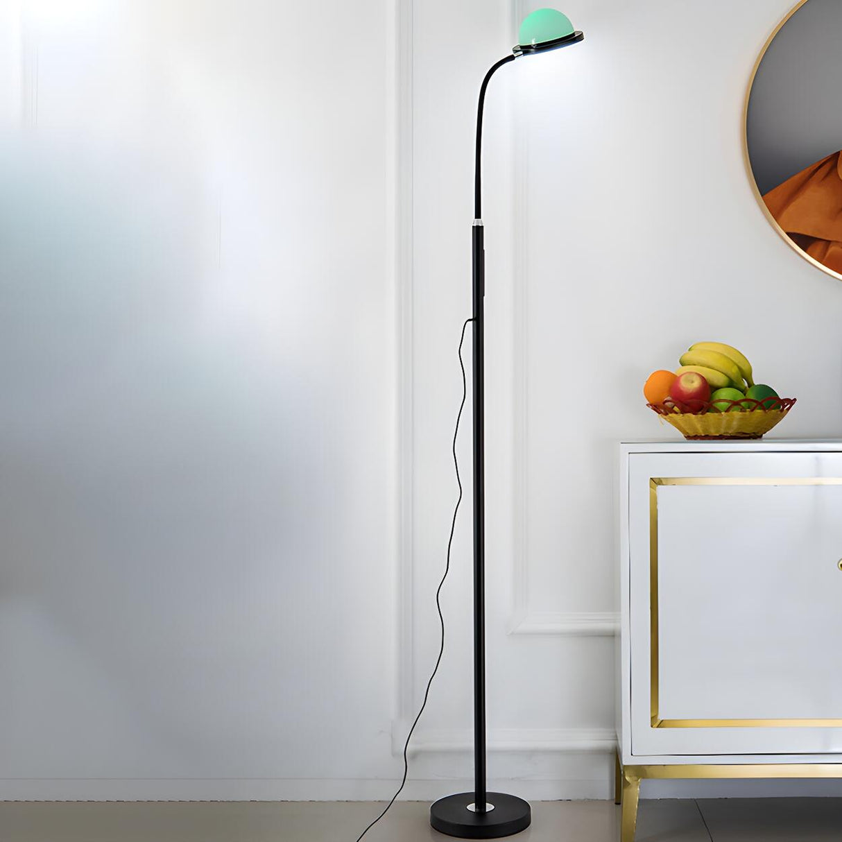 Modern Adjustable Blue Dome and Black Stand Floor Lamp Image - 5