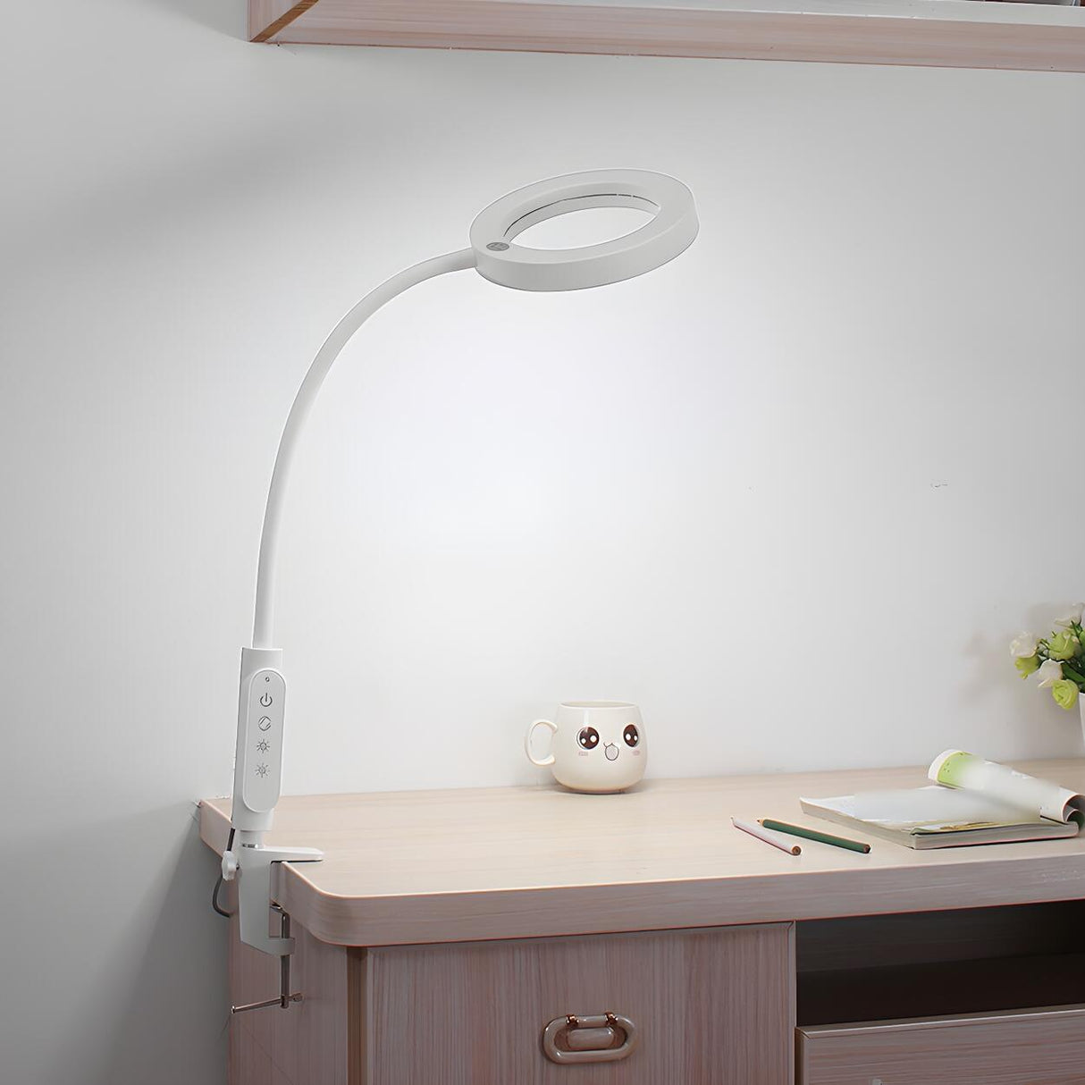 Modern Adjustable Brightness LED Circle Table Lamp Image - 2