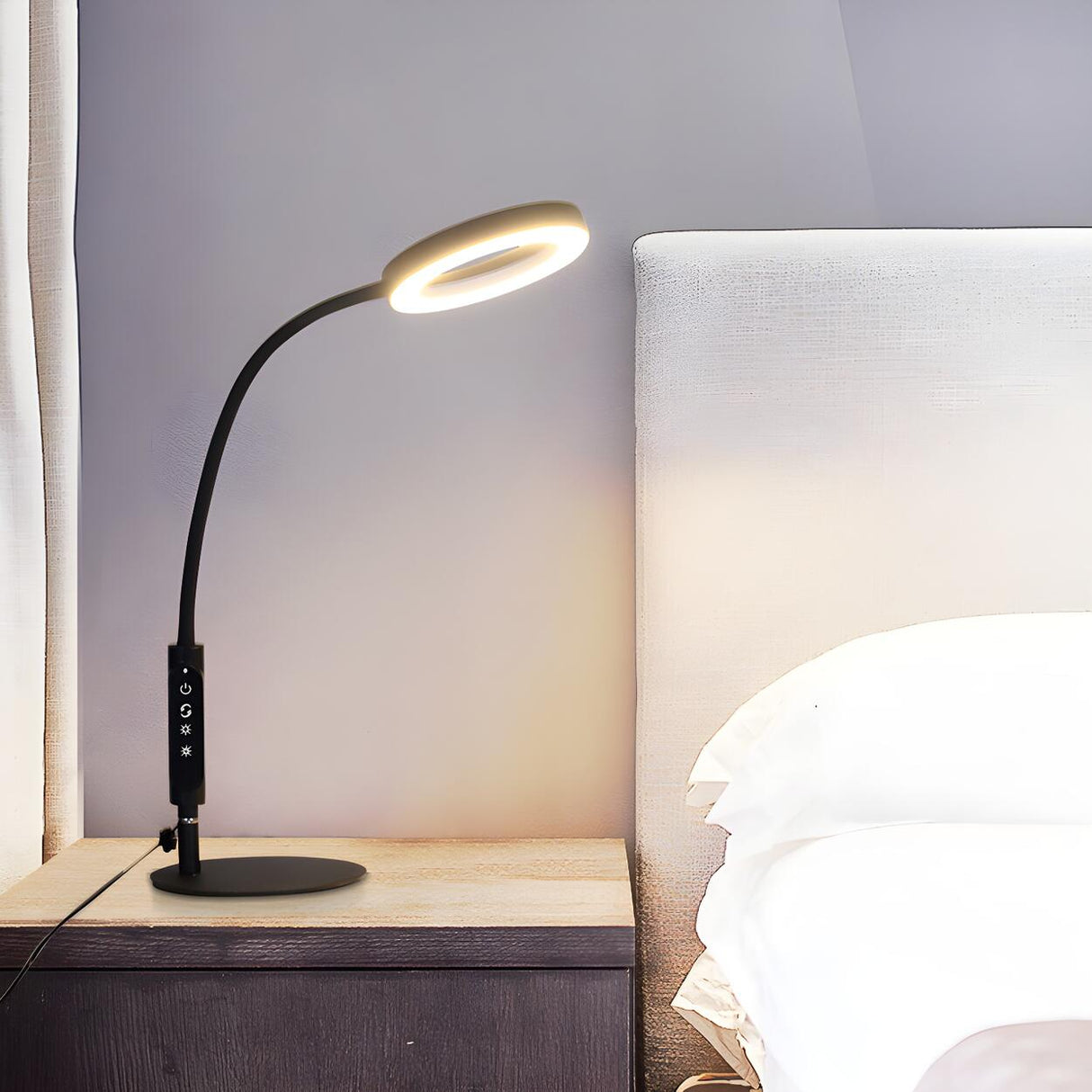 Modern Adjustable Brightness LED Circle Table Lamp Image - 5