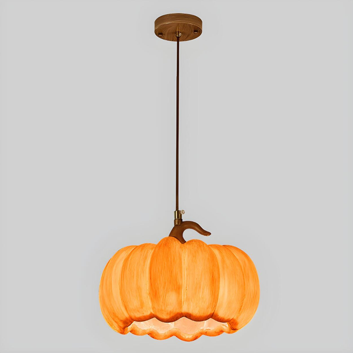 Modern Adjustable Brown Pumpkin Pendant Ceiling Lamp Image - 2