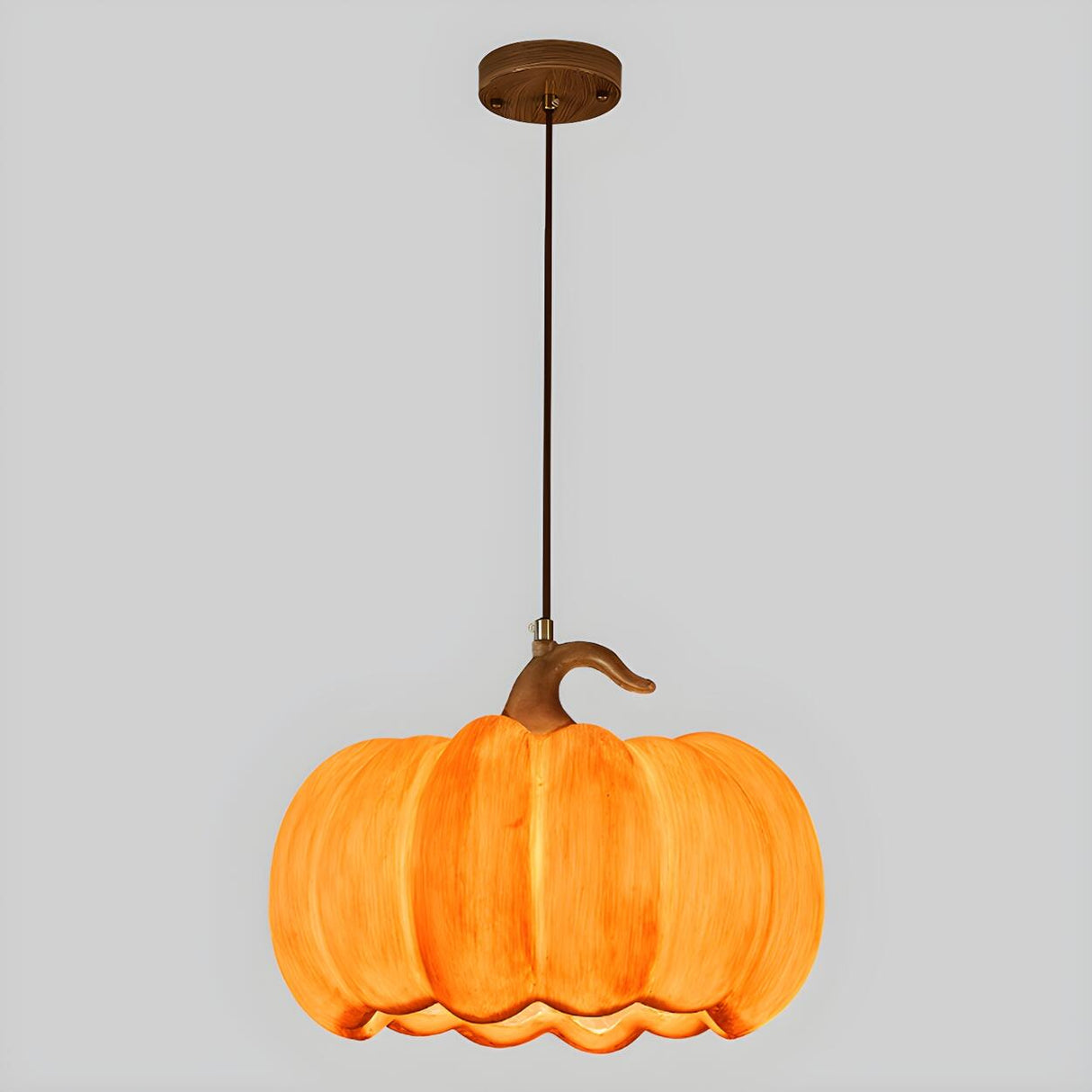 Modern Adjustable Brown Pumpkin Pendant Ceiling Lamp Image - 4