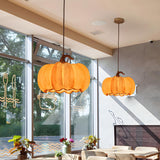 Modern Adjustable Brown Pumpkin Pendant Ceiling Lamp Image - 5