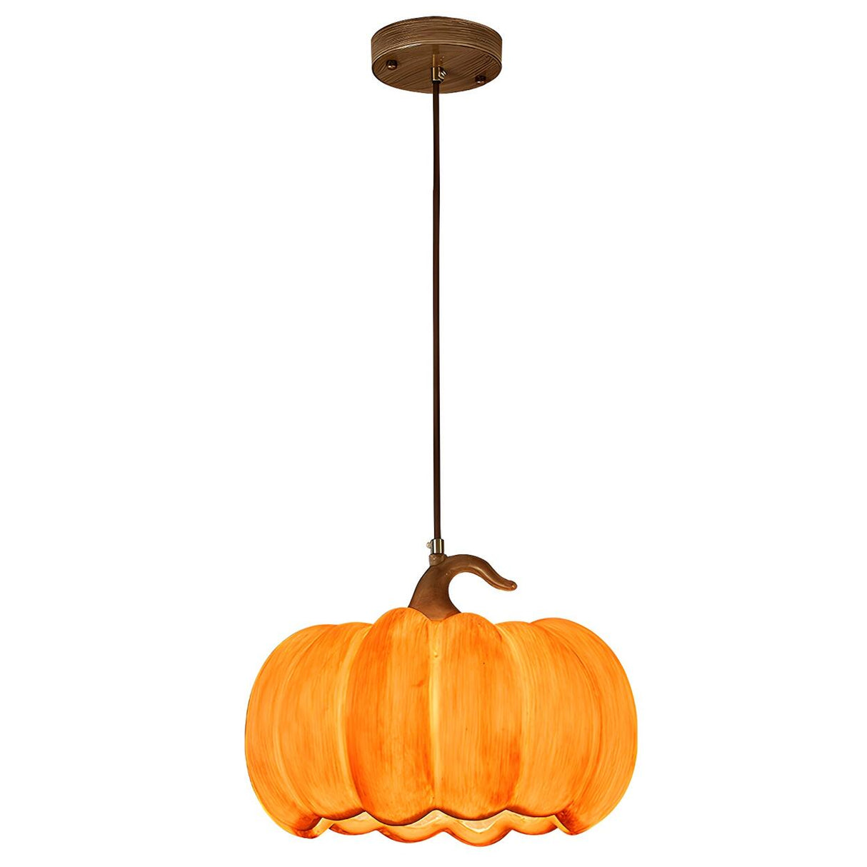 Modern Adjustable Brown Pumpkin Pendant Ceiling Lamp Image - 7