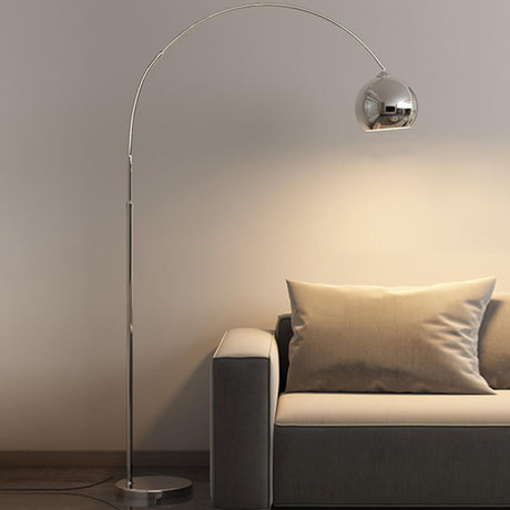 Modern Adjustable Chrome Dome LED Arc Floor Lamp Image - 2