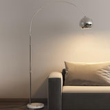 Modern Adjustable Chrome Dome LED Arc Floor Lamp Image - 3