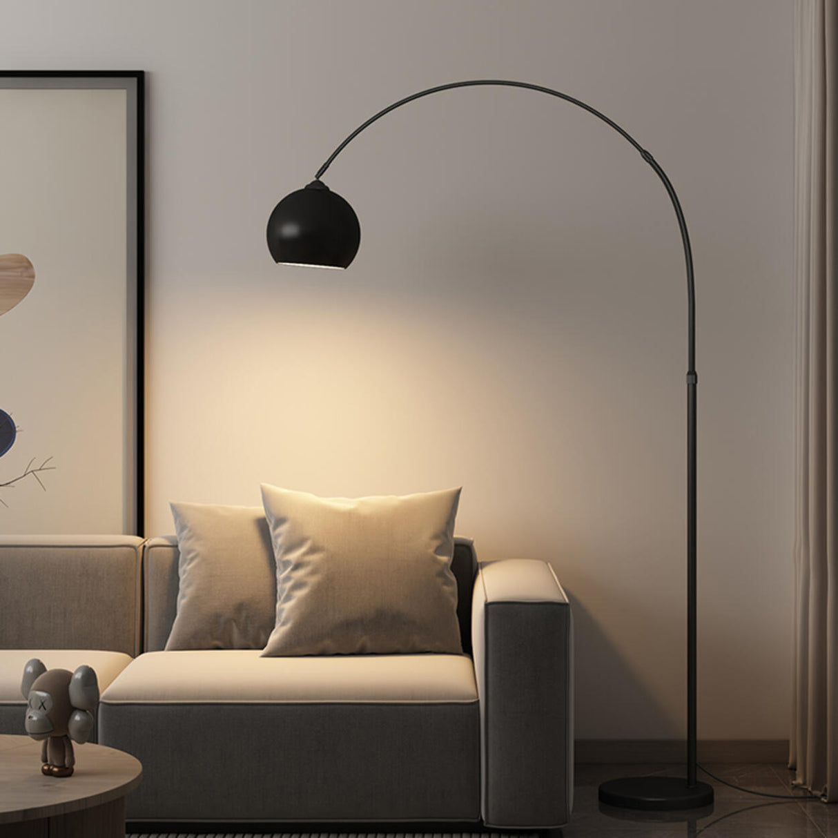 Modern Adjustable Chrome Dome LED Arc Floor Lamp Image - 6